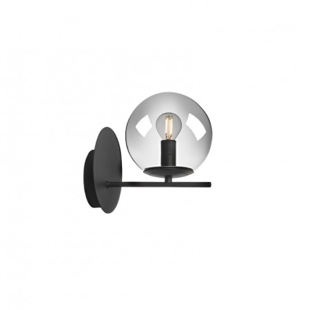 Wall lamp Smarter Boldy, metal, smoke glass, sand black, 1XE14, H.21 cm