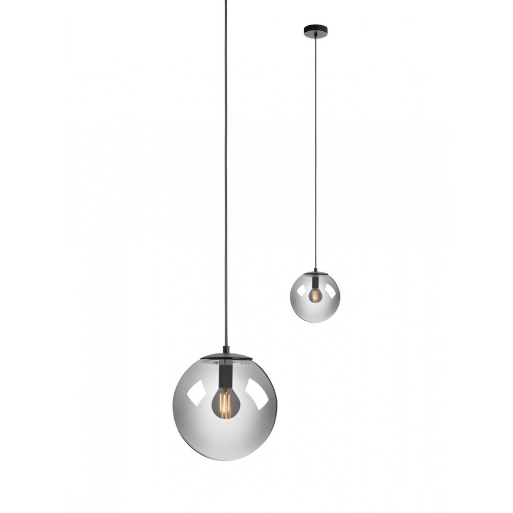 Suspension Smarter Boldy, metal, smoke glass, sand black, 1XE14, D.20 cm