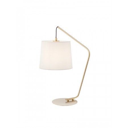 Table lamp Smarter Kermit, metal, matt gold, textile beige, 1XE27, H.55 cm