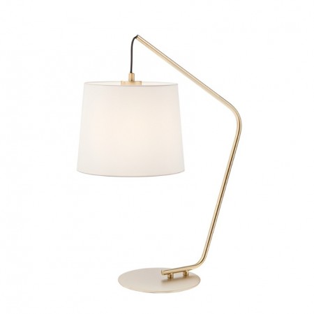 Table lamp Smarter Kermit, metal, matt gold, textile beige, 1XE27, H.55 cm