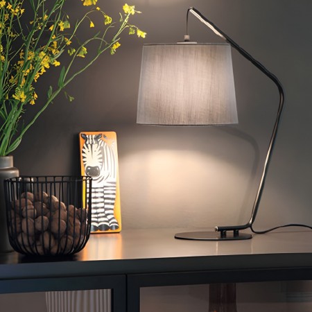 Table lamp Smarter Kermit, metal, sand black, textile grey, 1XE27, H.55 cm