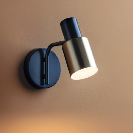 Wall lamp Smarter Aurum, metal, sand black/antique brass, 1XE27, H.19 cm