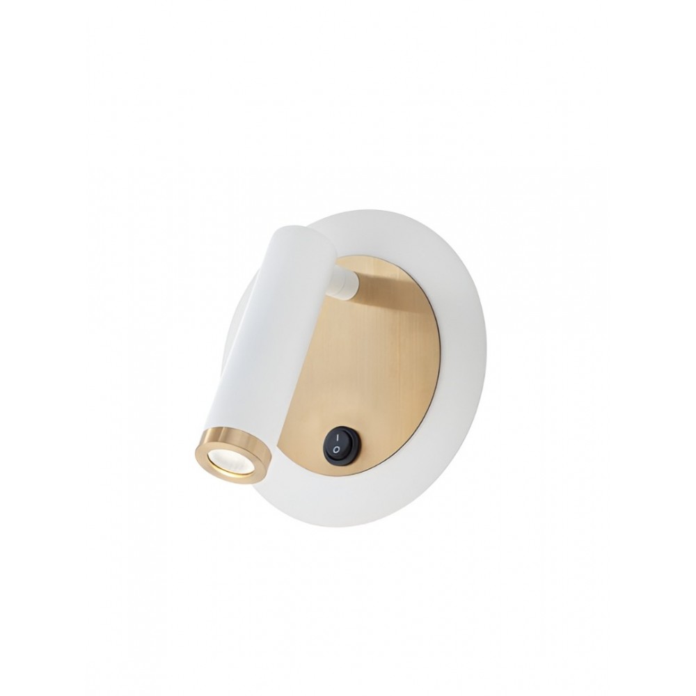 Wall lamp Smarter Closer, metal, sand white/brass, LED, 6W, 378 lumens, warm white 3000K, H.13 cm