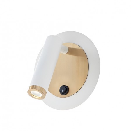 Wall lamp Smarter Closer, metal, sand white/brass, LED, 6W, 378 lumens, warm white 3000K, H.13 cm