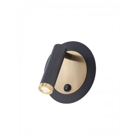 Wall lamp Smarter Closer, metal, sand black/brass, LED, 6W, 378 lumens, warm white 3000K, H.13 cm