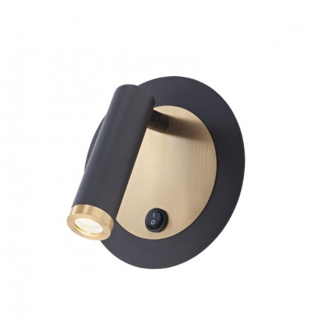 Wall lamp Smarter Closer, metal, sand black/brass, LED, 6W, 378 lumens, warm white 3000K, H.13 cm