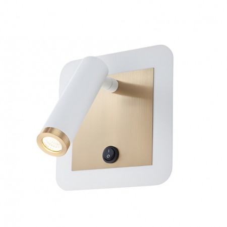 Wall lamp Smarter Closer, metal, sand white/brass, LED, 6W, 378 lumens, warm white 3000K, L.13 cm