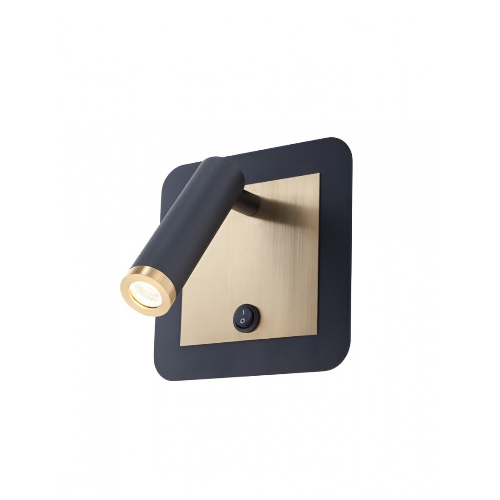 Wall lamp Smarter Closer, metal, sand black/brass, LED, 6W, 378 lumens, warm white 3000K, L.13 cm