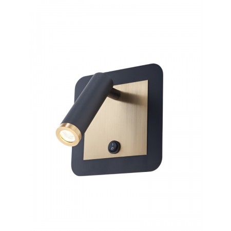 Wall lamp Smarter Closer, metal, sand black/brass, LED, 6W, 378 lumens, warm white 3000K, L.13 cm