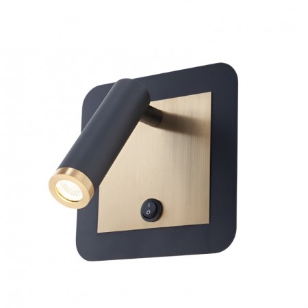 Wall lamp Smarter Closer, metal, sand black/brass, LED, 6W, 378 lumens, warm white 3000K, L.13 cm