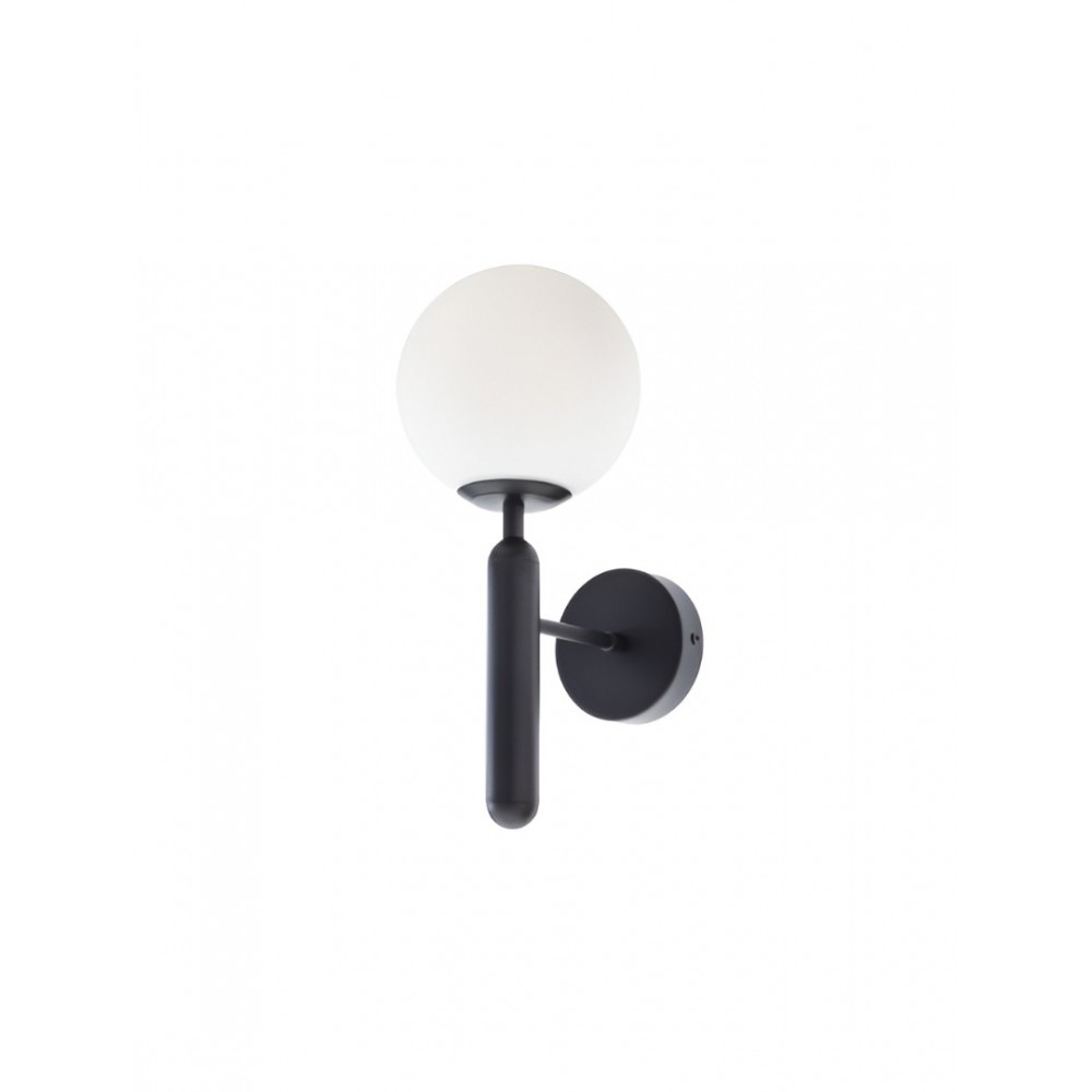 Wall lamp Smarter Haiku, metal, opal glass, sand black, 1XE14, H.34 cm