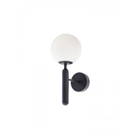 Wall lamp Smarter Haiku, metal, opal glass, sand black, 1XE14, H.34 cm