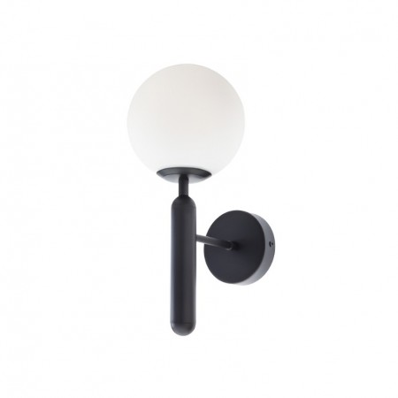 Wall lamp Smarter Haiku, metal, opal glass, sand black, 1XE14, H.34 cm