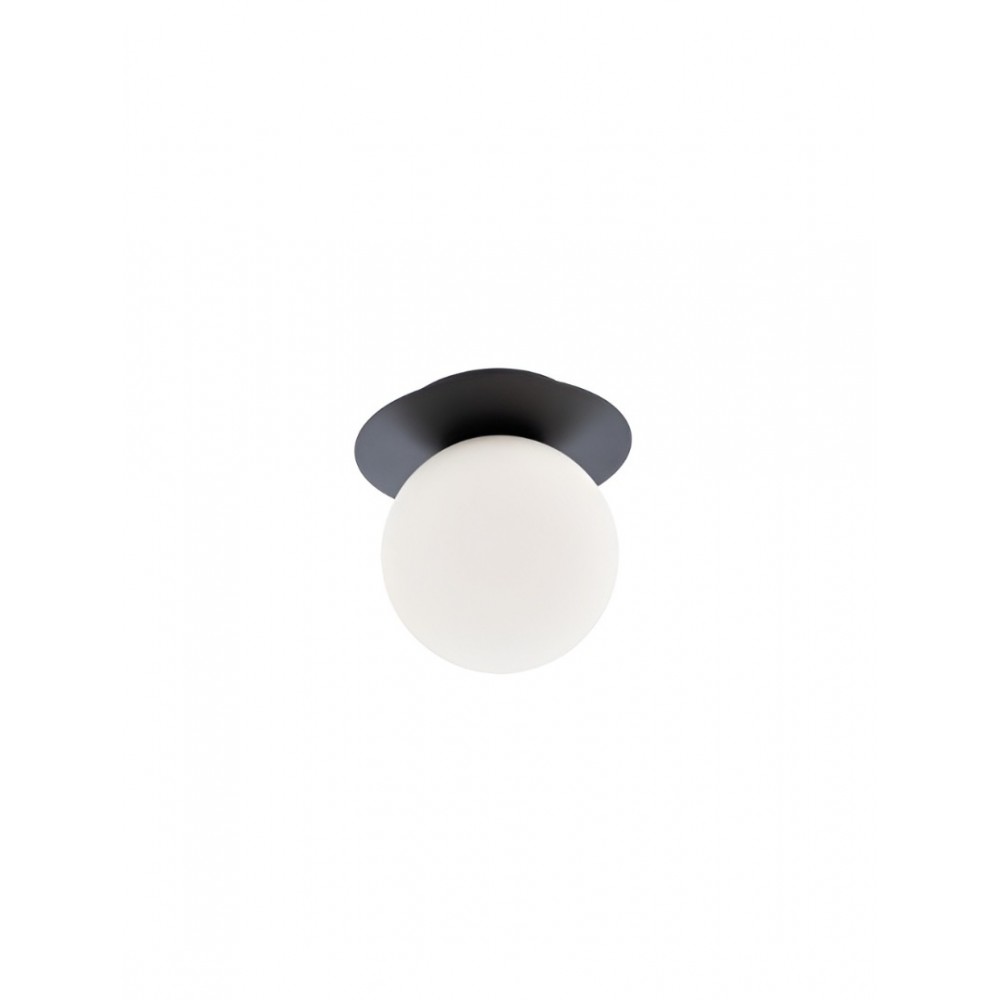 Ceiling lamp Smarter Haiku, metal, opal glass, sand black, 1XE14, D.18 cm