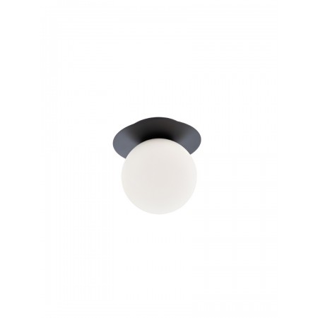 Ceiling lamp Smarter Haiku, metal, opal glass, sand black, 1XE14, D.18 cm