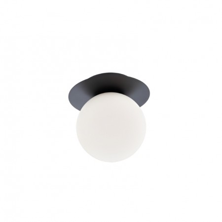 Ceiling lamp Smarter Haiku, metal, opal glass, sand black, 1XE14, D.18 cm