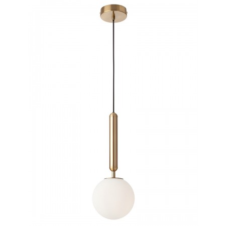 Suspension Smarter Haiku, metal, opal glass, brass, 1XE14, D.15 cm