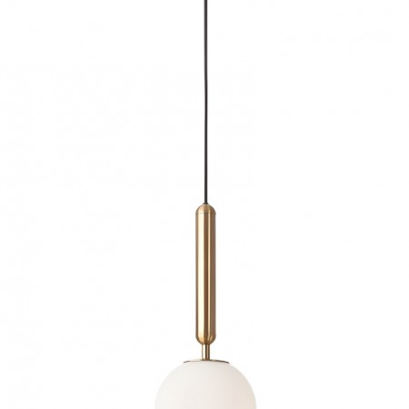 Suspension Smarter Haiku, metal, opal glass, brass, 1XE14, D.15 cm