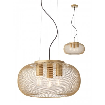 Suspension Smarter Croket, metal, matt gold, 3XE27, D.40 cm