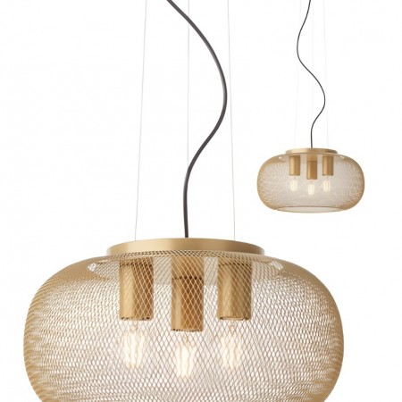 Suspension Smarter Croket, metal, matt gold, 3XE27, D.40 cm