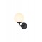 Wall lamp Smarter Bowling, metal, opal white glass, sand black, 1XE27, H.24 cm