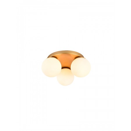 Ceiling lamp Smarter Bowling, metal, opal white glass, matt gold, 3XE27, D.40 cm