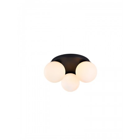 Ceiling lamp Smarter Bowling, metal, opal white glass, sand black, 3XE27, D.40 cm