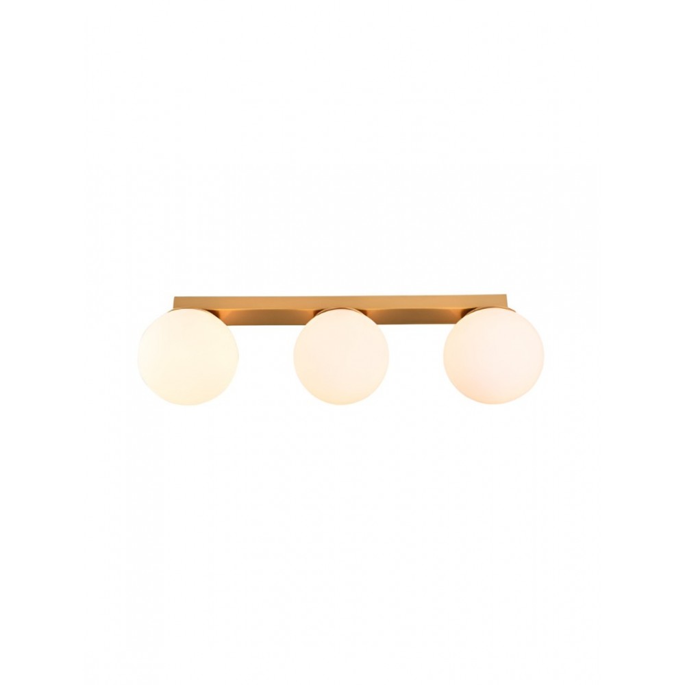 Wall lamp/ceiling lamp Smarter Bowling, metal, opal white glass, matt gold, 3XE27, L.62 cm