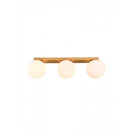Wall lamp/ceiling lamp Smarter Bowling, metal, opal white glass, matt gold, 3XE27, L.62 cm