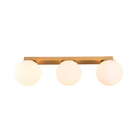 Wall lamp/ceiling lamp Smarter Bowling, metal, opal white glass, matt gold, 3XE27, L.62 cm