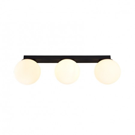 Wall lamp/ceiling lamp Smarter Bowling, metal, opal white glass, sand black, 3XE27, L.62 cm