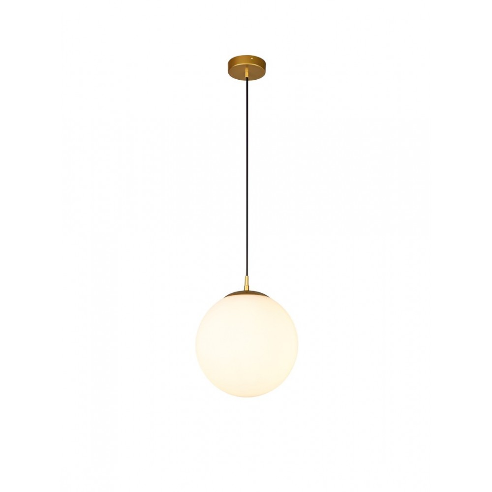 Suspension Smarter Bowling, metal, opal white glass, matt gold, 1XE27, D.25 cm