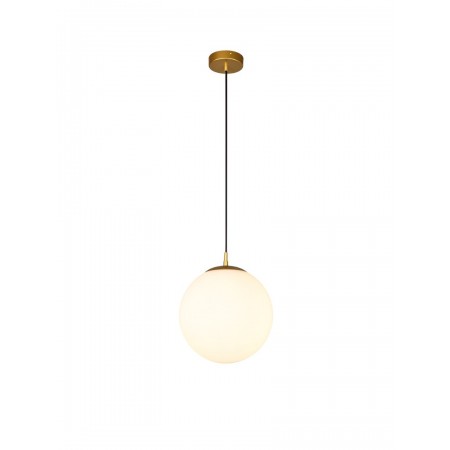 Suspension Smarter Bowling, metal, opal white glass, matt gold, 1XE27, D.25 cm