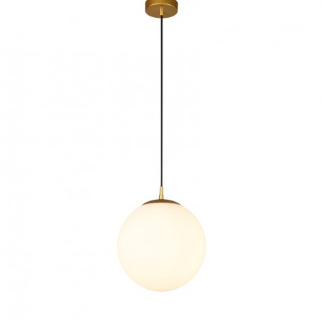 Suspension Smarter Bowling, metal, opal white glass, matt gold, 1XE27, D.25 cm