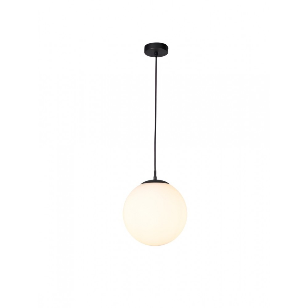 Suspension Smarter Bowling, metal, opal white glass, sand black, 1XE27, D.25 cm