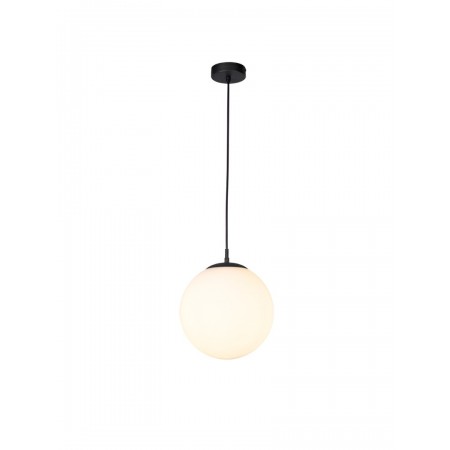 Suspension Smarter Bowling, metal, opal white glass, sand black, 1XE27, D.25 cm