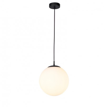 Suspension Smarter Bowling, metal, opal white glass, sand black, 1XE27, D.25 cm