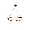 Suspension Smarter Bowling, metal, opal white glass, sand black, 6XE14, D.70 cm