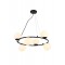 Suspension Smarter Bowling, metal, opal white glass, sand black, 6XE14, D.70 cm