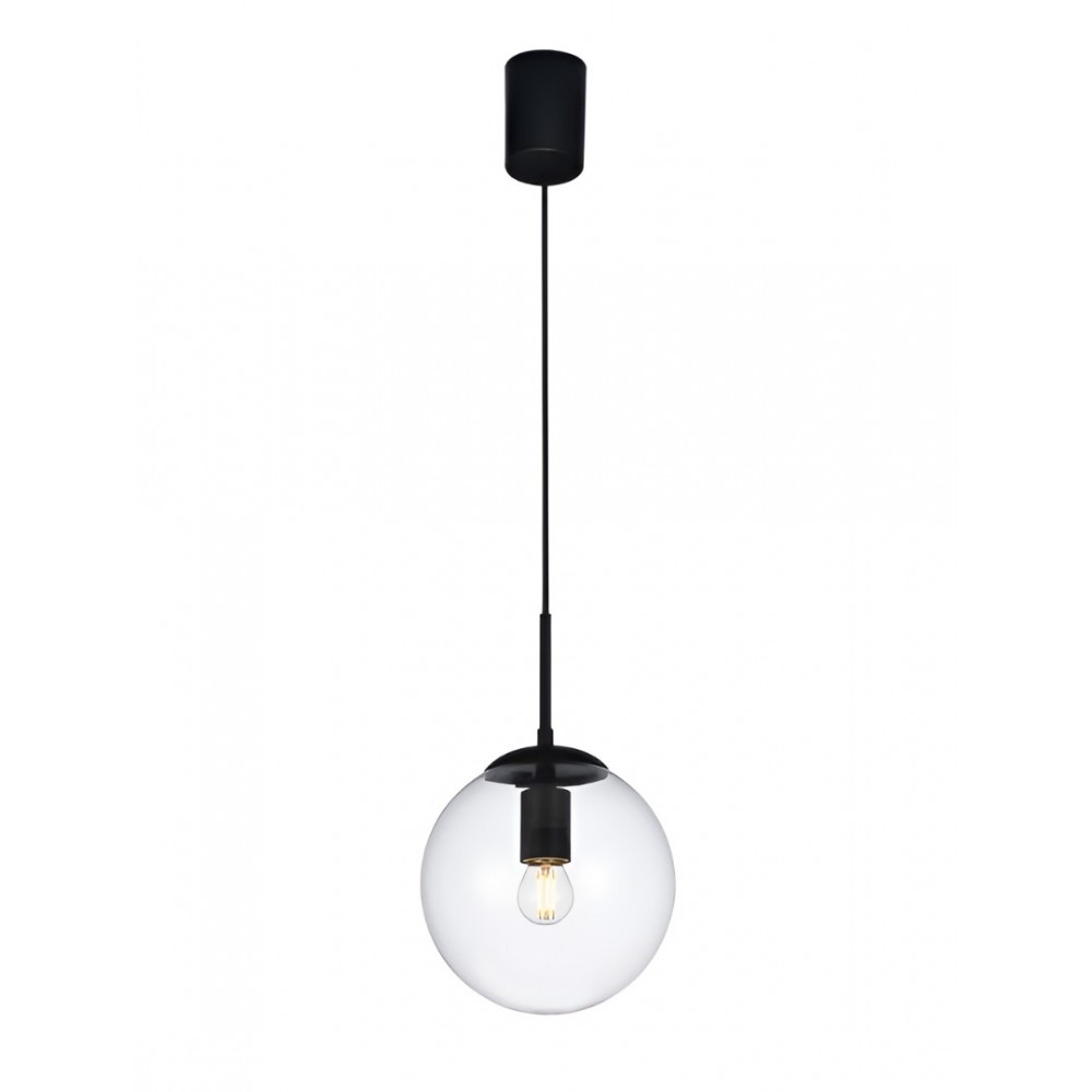 Suspension Smarter Global, metal, glass, sand black, 1XE27, D.20 cm