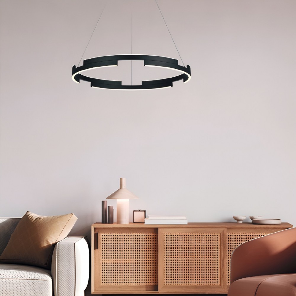 Suspension Smarter Castle, metal, sand black, dimmable, LED, 36W, 2160 lumens, warm white 3000K, D.60 cm