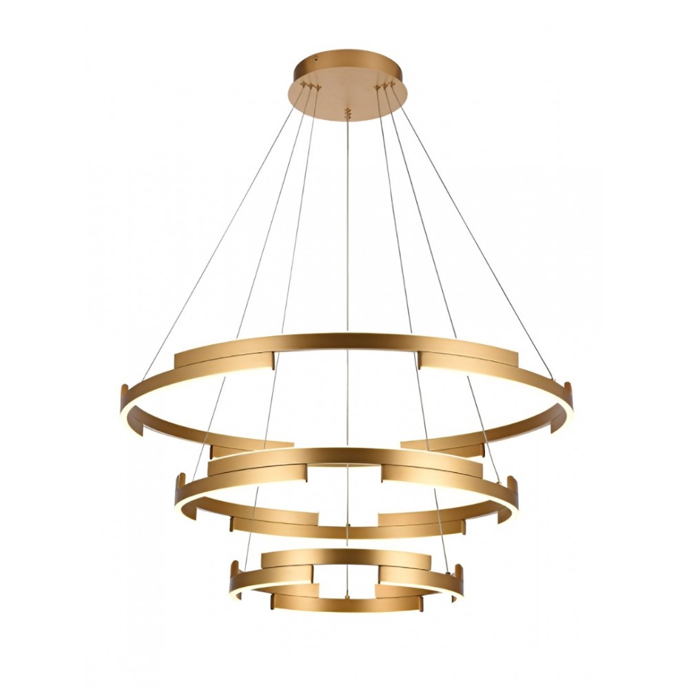 Suspension Smarter Castle, metal, matt gold, dimmable, LED, 80W, 4800 lumens, warm white 3000K, D.80 cm