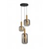 Suspension Smarter Brina, metal, smoke glass, sand black/matt gold, 3XE27, D.32 cm