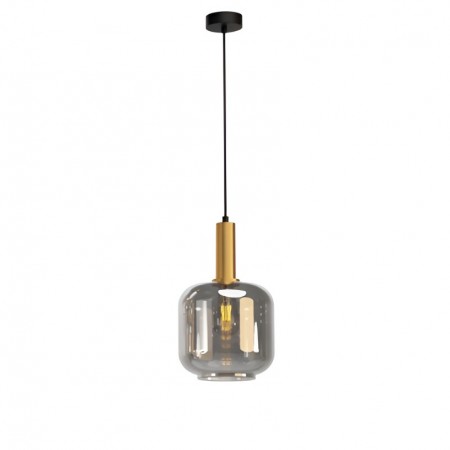 Suspension Smarter Brina, metal, smoke glass, sand black/matt gold, 1XE27, D.20 cm