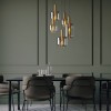 Suspension Smarter Brina, metal, smoke glass, sand black/matt gold, 5XE27, D.52 cm