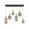 Suspension Smarter Brina, metal, smoke glass, sand black/matt gold, 6XE27, L.114 cm