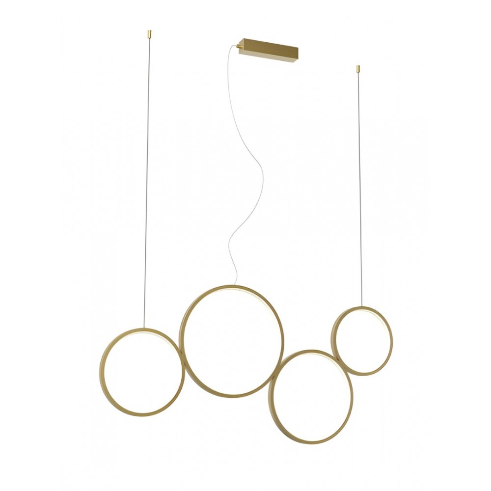Suspension Smarter Athena, metal, matt gold, dimmable, LED CCT, 40W, 3330 lumens, 3000K/4000K/6000K, L.100 cm