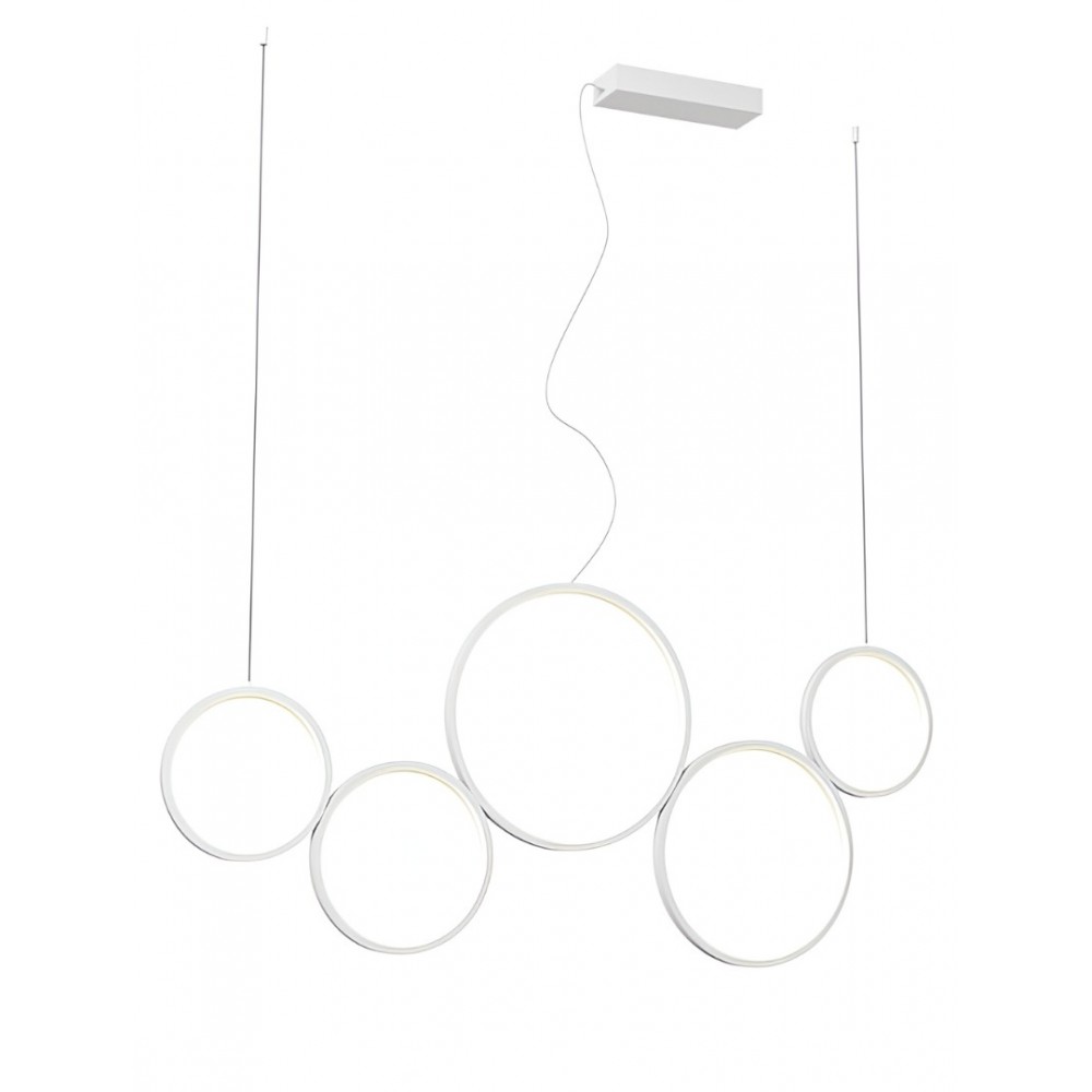 Suspension Smarter Athena, metal, sand white, dimmable, LED CCT, 50W, 3978 lumens, 3000K/4000K/6000K, L.120 cm