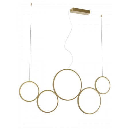 Suspension Smarter Athena, metal, matt gold, dimmable, LED CCT, 50W, 3978 lumens, 3000K/4000K/6000K, L.120 cm