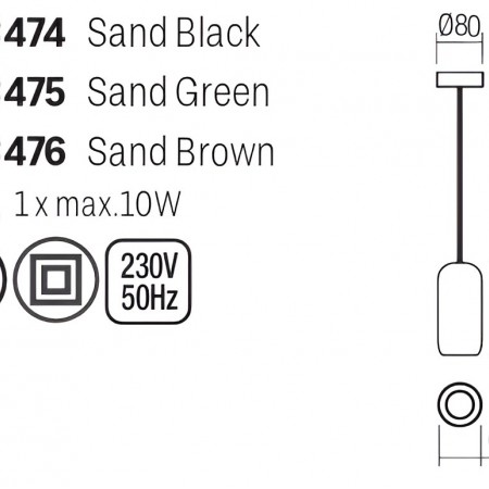 Suspension Smarter Boom, metal, sand brown, 1XGU10, D.8 cm